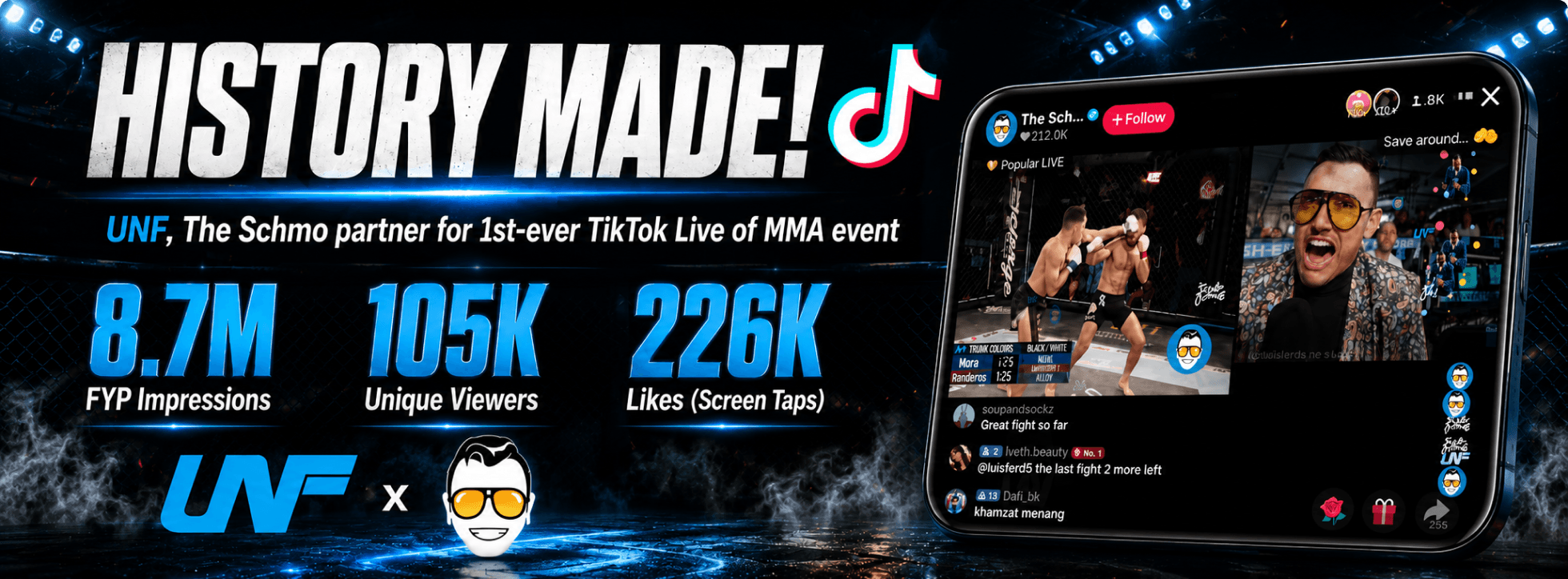 UpNext Fighting Partners with The Schmo for First-Ever TikTok Live of MMA Event